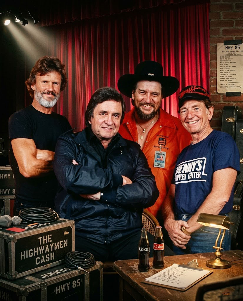 4 OUTLAWS. 3 ALBUMS. 1 STAGE. — AND THE QUIET GOODBYE NOBODY KNEW WAS HAPPENING.  April 1993. Ames, Iowa.  When Johnny Cash, Willie Nelson, Waylon Jennings, and Kris Kristofferson walked onto the stage at Farm Aid VI, they didn’t know they were making history for the last time.  They weren’t just a band. They were brothers.  Four worn, honest voices that had already traveled through decades of American life.  Johnny Cash stepped to the microphone first.  “We’ve had a pretty good run. We’ve been across the country and around the world together.”  It sounded casual. Humble. Just Johnny being Johnny.  There was no dramatic pause, no heavy announcement of a farewell.  Then, they sang “Highwayman.”  A bandit. A sailor. A dam builder. A starship pilot.  Each man took his verse, handing the story to the next like a torch.  They sang about souls who never really disappear, a promise that they would always come back.  But after the final chord faded, they simply walked offstage, and life kept moving.  They never shared a stage again.  Waylon died in 2002. Cash followed in 2003. Kristofferson passed in 2024.  Today, only Willie remains — the last Highwayman standing, carrying not just his own legacy, but the heavy silence left by his brothers.  They never gave a final curtain speech. But maybe they didn’t have to.  They said everything they needed to say the only way they knew how — standing side by side, letting the music speak for them one last time.